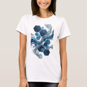 Edgy Blue WATER AND HEXAGONS Graphic Tee