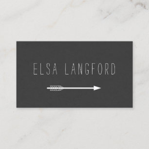 Edgy Bohemian Arrow with Handwritten Text on Black Business Card