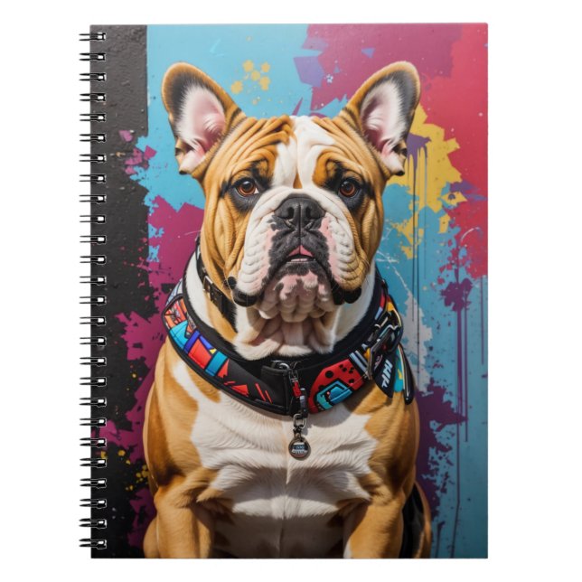 Edgy Bulldog Grunge Background  Notebook (Front)
