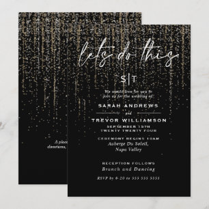  Edgy Chic Champagne Glitter Garland  Invitation