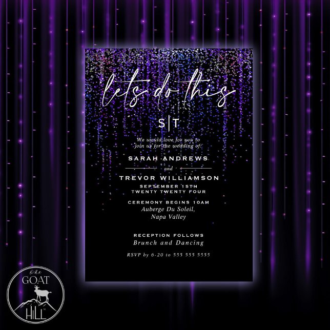  Edgy Chic Purple Glitter Garland Invitation (Creator Uploaded)