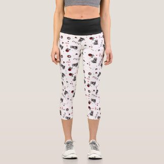 Edgy Christmas Trash Opossum Chewing Glass Bauble Capri Leggings