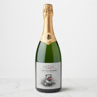 Edgy Christmas Trash Opossum Chewing Glass Bauble Sparkling Wine Label