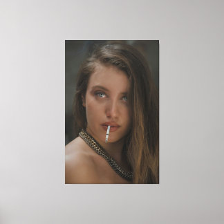 Edgy Cinematic Portrait Poster - Moody Female Wall Canvas Print