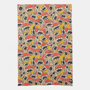 Edgy Comic Sharp Teeth Monster Kitchen Towel