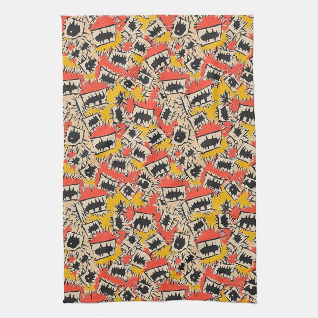 Edgy Comic Sharp Teeth Monster Kitchen Towel (Vertical)