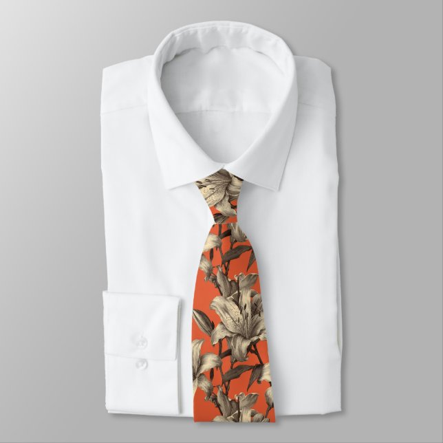Edgy Dad Gifts Lilies Flower Tie (Tied)