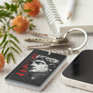 Edgy David Bust Modern Street Art Keychain