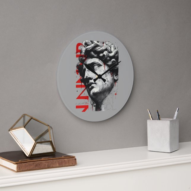 Edgy David Bust Modern Street Art Large Clock (Office)