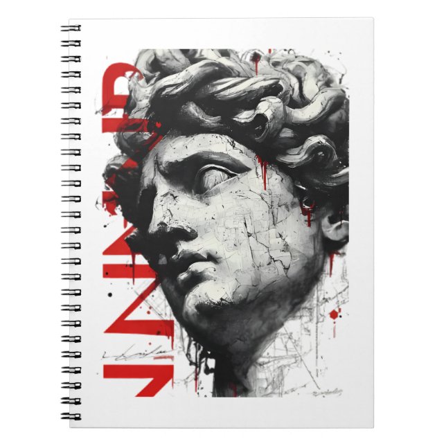 Edgy David Bust Modern Street Art Notebook (Front)