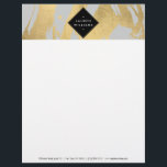 Edgy Faux Gold Brushstrokes on Grey Letterhead<br><div class="desc">Coordinates with the Edgy Faux Gold Brushstrokes on Grey Business Card Template by 1201AM. This design features a faux gold background of painterly brushstrokes with an edgy diamond plaque overlay to hold your name or business name. Set on a soft grey header for a beautifully contrasted motif. © 1201AM CREATIVE</div>