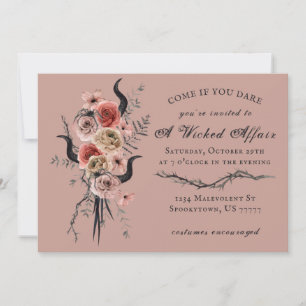 Edgy Floral Boho Wicked Affair Halloween Invitation