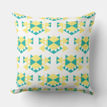 Edgy Geo Teal and Yellow Triangles Cushion