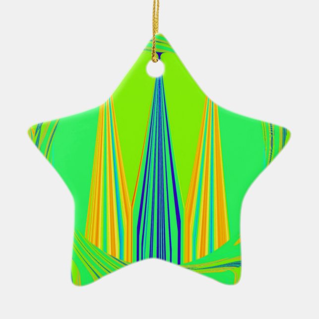 Edgy Geometrical Neon Design Ceramic Ornament (Front)