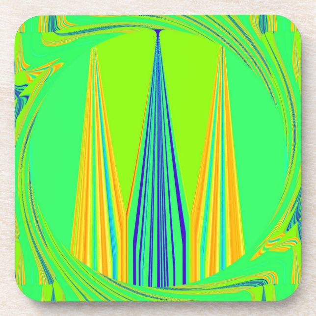 Edgy Geometrical Neon Design Coaster (Front)