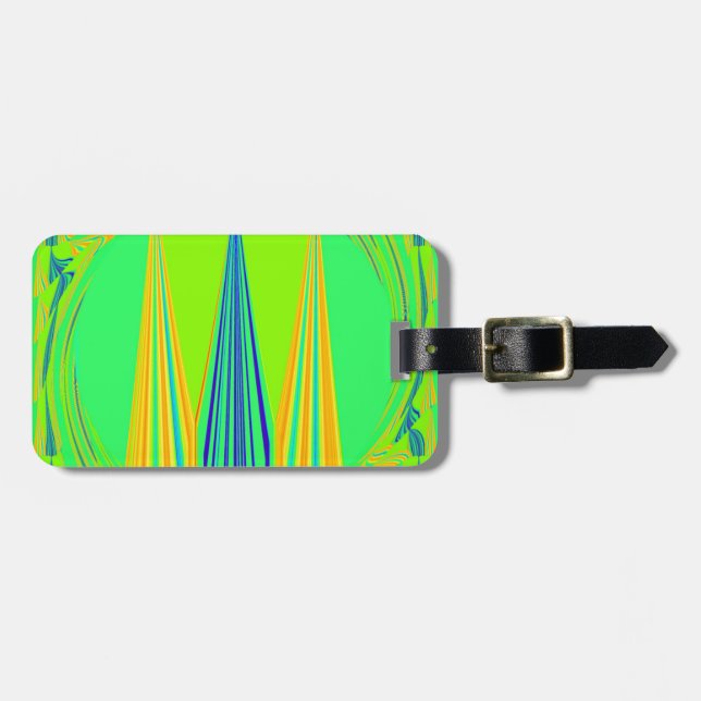 Edgy Geometrical Neon Design Luggage Tag (Front Horizontal)