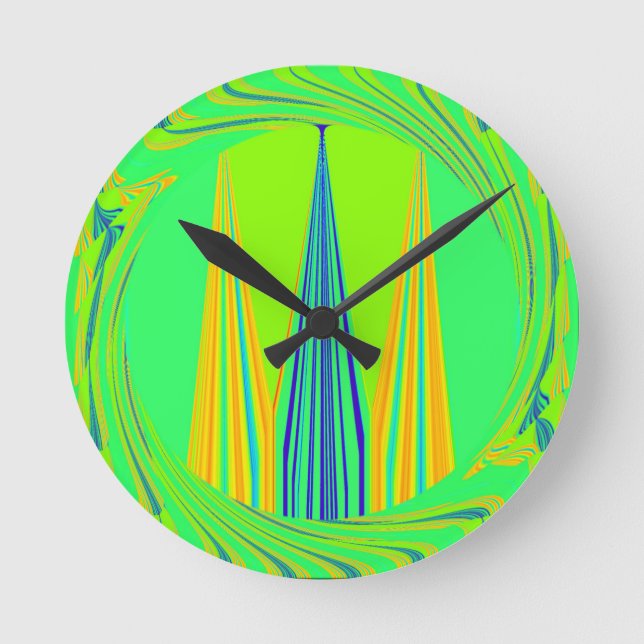 Edgy Geometrical Neon Design Round Clock (Front)