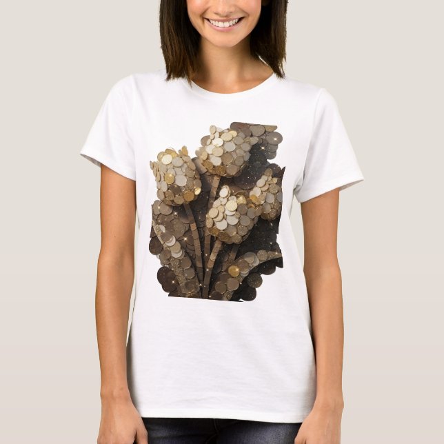 Edgy Gold ABSTRACT ART Statement Design T-Shirt (Front)