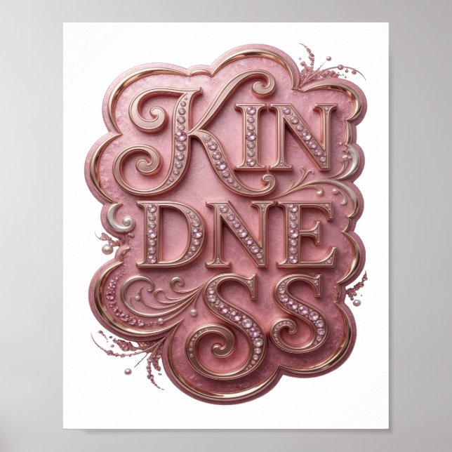 Edgy Gold KINDNESS Custom Design Poster (Front)