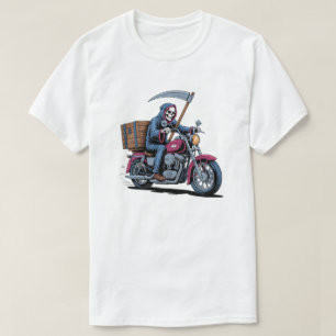 Edgy Grim Reaper Motorcycle Rider T-Shirt