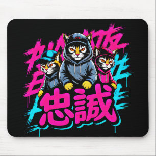 Edgy Japanese Streetwear Cat - For Gamers & Anime  Mouse Pad