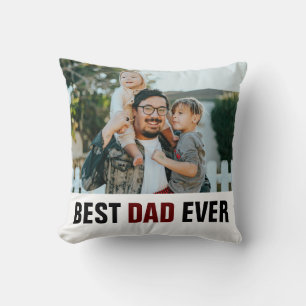 Edgy Maroon Best Dad Ever Photo Father’s Day Throw Pillow