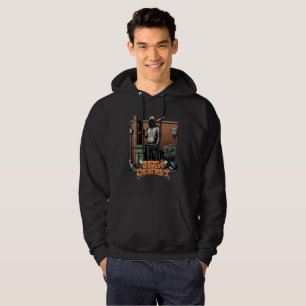 Edgy Masked Character Streetwear - Gritty Graphic Hoodie