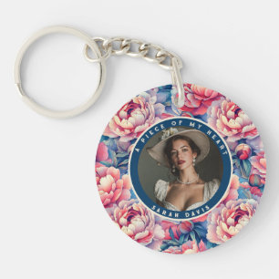 Edgy memorial keepsake Custom Peonies Keychain
