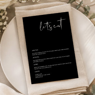 Edgy Modern Black Let's Eat Table Menu Card