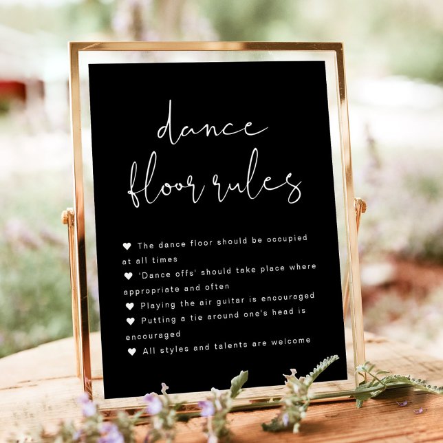 Edgy Modern Black Wedding Dance Floor Rules Sign (Creator Uploaded)