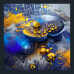 Edgy Modern Blue Yellow Metallic Mushroom Pop Art Poster<br><div class="desc">Gives your wall decor an edgy look with this beautiful pop art of a futuristic metallic mushroom that are mixed with indigo blue and honeycomb yellow. It is contemporary modern wall art that gives you that pop of colour. Imaging your whole study room or work study room is energized with...</div>