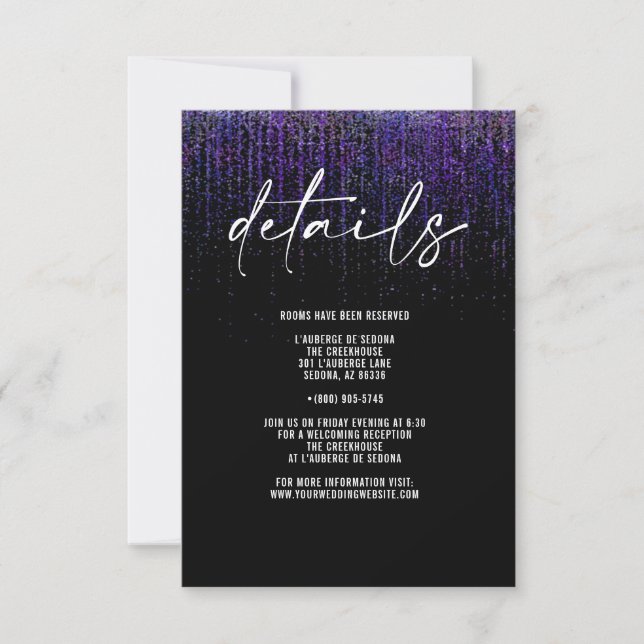 Edgy QR Purple Glitter Details Card (Front)