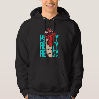 Edgy Realistic Heart Hand Squeeze Streetwear Graph Hoodie