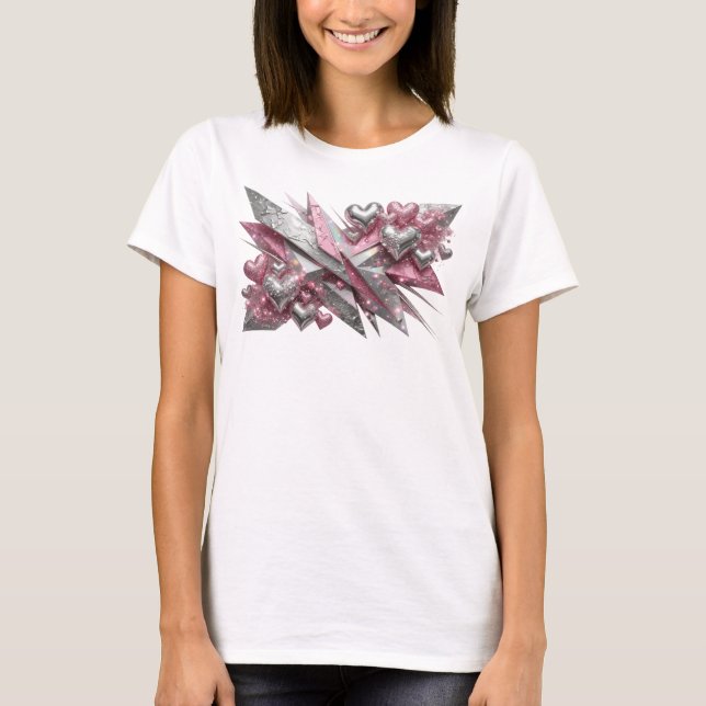 Edgy Red ABSTRACT ART Design T-Shirt (Front)