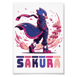 Edgy Sakura Warrior Bird Anime Illustration Photo Print