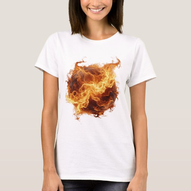 Edgy Silver FIREBALL Graphic Design T-Shirt (Front)