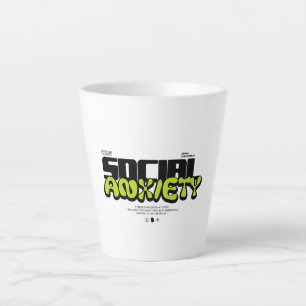 Edgy "Social Anxiety" Glitch Font Latte Mug