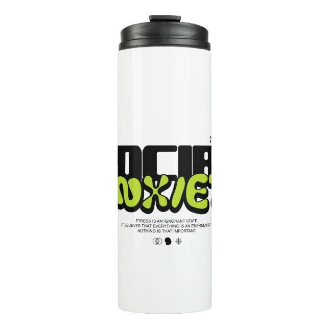 Edgy "Social Anxiety" Glitch Font Thermal Tumbler (Front)