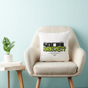 Edgy "Social Anxiety" Glitch Font Throw Pillow