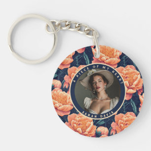 Edgy sympathy keepsake Peony Flower Keychain