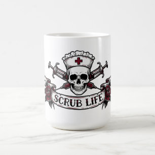 Edgy Tattoo Skull Nurse Scrub Life  Coffee Mug