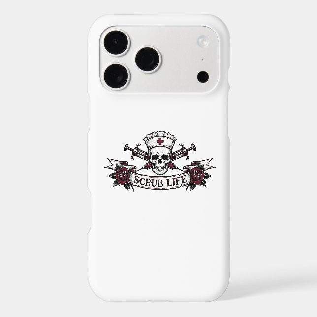Edgy Tattoo Skull Nurse Scrub Life Iphone Case (Back)
