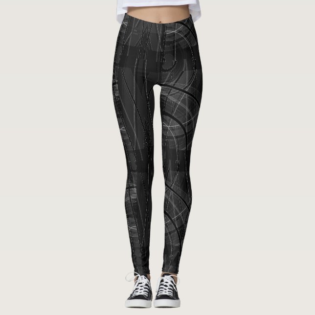Edgy Tech Distorted Plaid Leggings (Front)