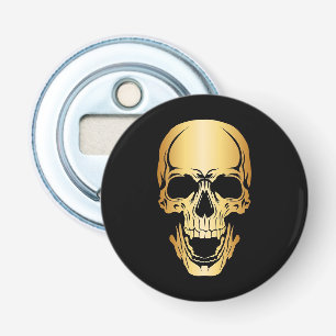 Edgy Trendy Black & Gold Skull Pattern Bottle Opener