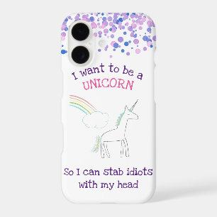 Edgy Unicorn with Rainbow and Confetti Funny