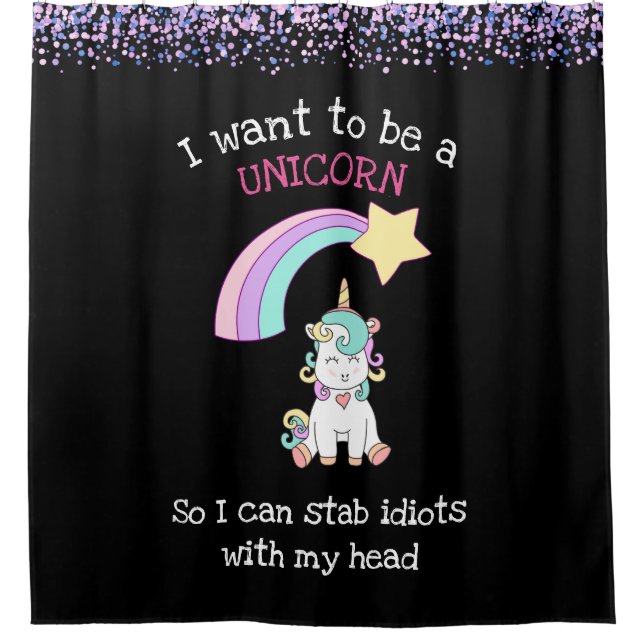 Edgy Unicorn with Rainbow and Confetti Funny (Front)