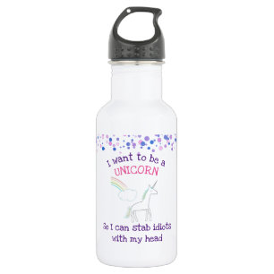 Edgy Unicorn with Rainbow and Confetti Funny 532 Ml Water Bottle