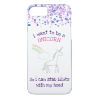 Edgy Unicorn with Rainbow and Confetti Funny