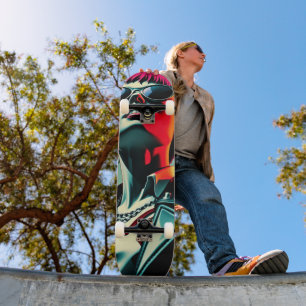 Edgy Urban Girl Skateboard Art