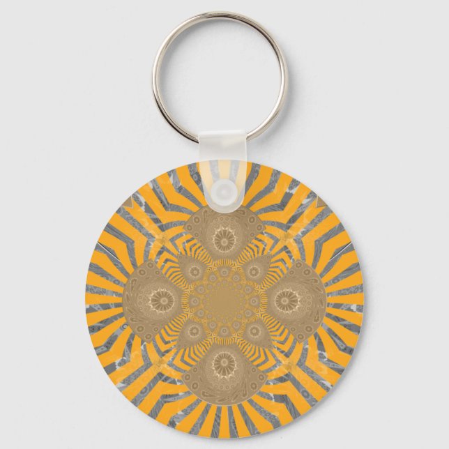 Edgy Zebra Elegance: A Golden Yellow Print Keychain (Front)